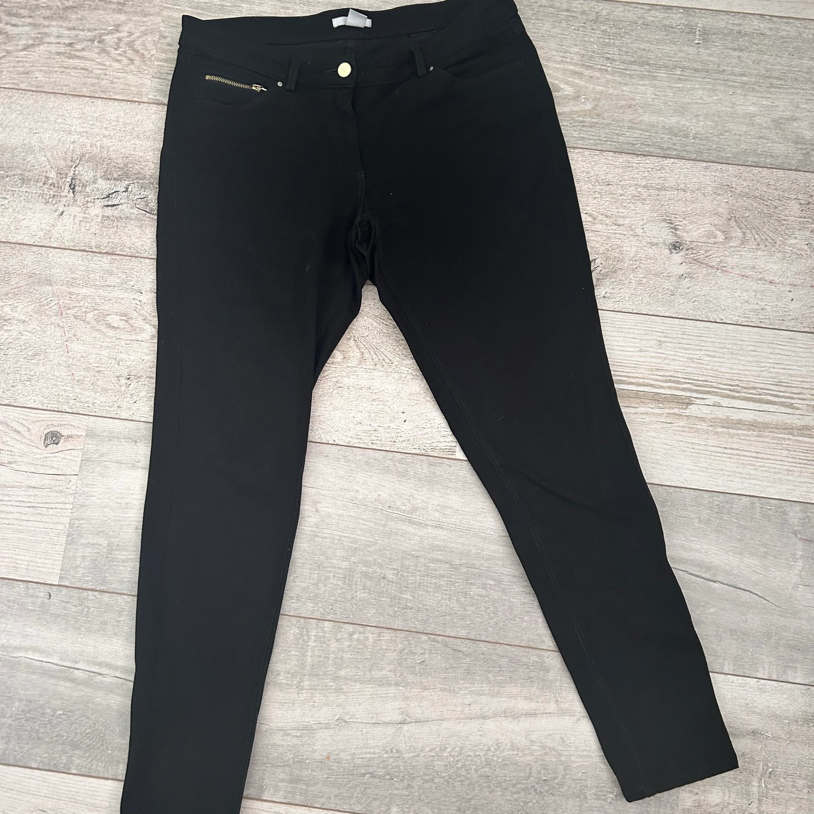 H&M Zwarte Broek / Slim Fit Pants met Ritsdetail – Maat 40